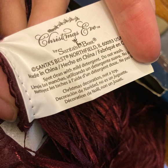 1 LEFT! — 48 Inch Burgundy Tree Skirt with Tasseled Border - Christmas Eve - Picture 11 of 11